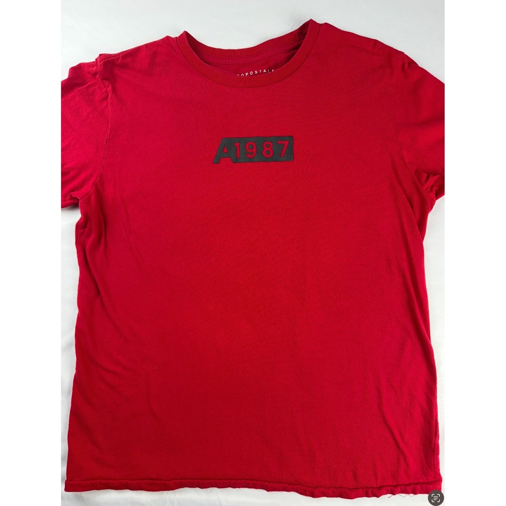 Aeropostale Mens Red Graphic T-Shirt A1987 Logo Crew Neck Short Sleeve Tee L